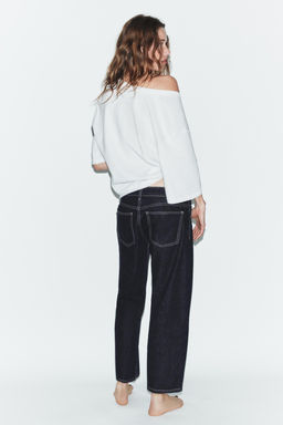 JEANS TRF WIDE LEG CROPPED TIRO BAJO / Marino oscuro - Zara фото 5