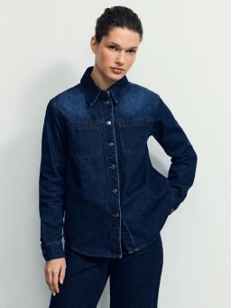 Джинсовая рубашка на пуговицах / Zarina