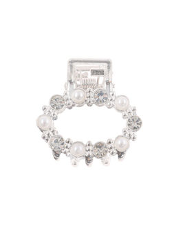 Цена за 6 шт. Крабик для волос «Мелани», овал, 2.5 см, серебристо-белый