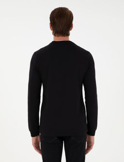 Siyah Regular Fit Bisiklet Yaka Basic Sweatshirt