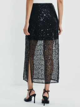 Двухслойная юбка миди c пайетками / Zarina