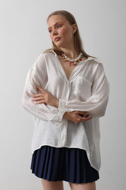 Sar? Dokulu Cep Detayl? Dokuma Gomlek TWOAW26GO00072 - Trendyolmilla фото 8