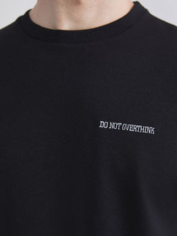 Bisiklet Yaka Bask?l? Erkek Sweatshirt