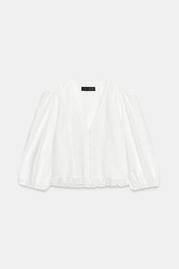 BLUSA BORDADOS PERFORADOS / Blanco roto - Zara фото 3