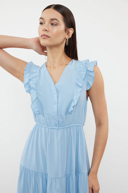 TRENDYOLMILLA Siyah Duz Midi Skater Form F?rf?r Detayl? Dokuma Elbise TWOSS24EL01073 фото 2