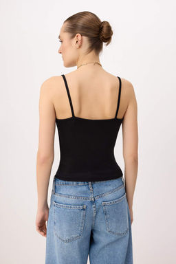 Siyah Ask_l_ F_rf_rl_ Fitted/V_cuda Oturan _rme Bluz TWOSS25BZ00601 - Trendyolmilla фото 4