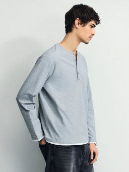 Контрастный лонгслив хенли / Zarina  фото 5