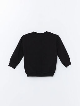 Bisiklet Yaka Bask?l? Erkek Bebek Sweatshirt