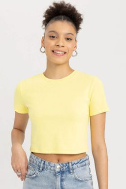 Coool Fitted Ribana Basic Duz K?sa Kollu Tisort