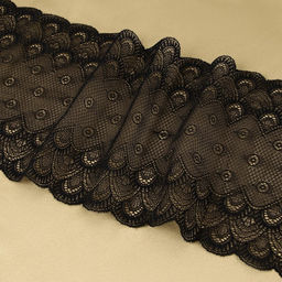 Кружевная эластичная ткань, 190 мм, 2.7±0.5 м, чёрная