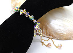 Браслет из циркона цв.розовый, 16см