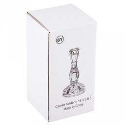 Подсвечник стеклянный "Вивьен" h16,5см, чаша д3см, h1,8см, основание д8,2см, в коробке (Китай)