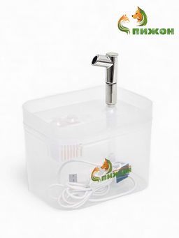 Фонтан для кошек и собак «Пижон», 1.5 л, 16.5×13×12 см, евророзетка, прозрачный