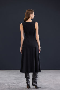 Trendyol Studio Siyah Midi Esnek Dokuma Elbise TWOAW26EL00307 - Trendyolmilla фото 7