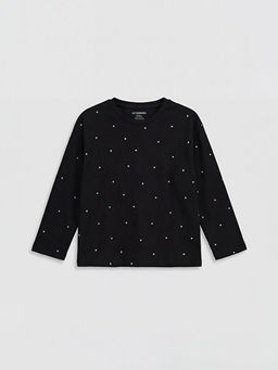 Y?ld?z Desenli K?z ?ocuk Uzun Kollu Ti??rt