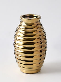Ваза Дайзи, полосы, 20?11?7 см, керамика, золото