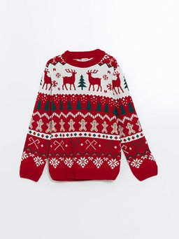 Bisiklet Yaka Y?lba?? Temal? Erkek ?ocuk Triko Kazak