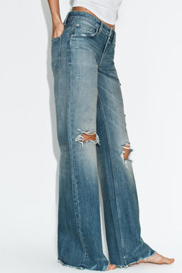JEANS TRF FLARE ROTOS TIRO MEDIO / Azul - Zara фото 3