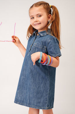 Джинсовое платье с коротким рукавом для девочки Happyfox