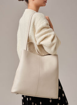 Кожаная сумка шоппер Olga DBR 30948 светлый крем  фото 2