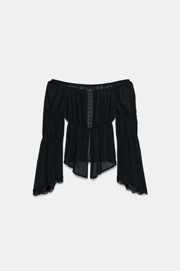 TOP COMBINADO ENCAJE / Negro