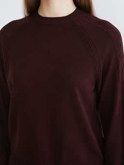 Bisiklet Yaka Kendinden Desenli Kad?n Triko Kazak