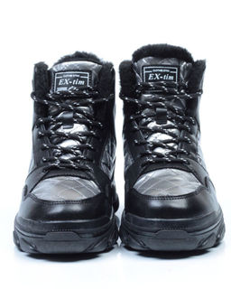 2222-3 BLACK Ботинки зимние женские (искусственные материалы)