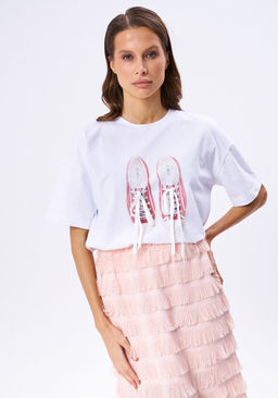 Футболка KaVari 4012 белый/коралловый принт  фото 7