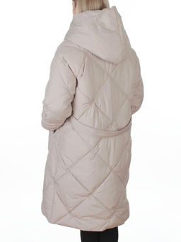8870 LT. BEIGE Пальто зимнее женское оверсайз (200 гр. холлофайбер)