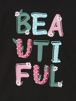 Bisiklet Yaka Uzun Kollu Bask?l? K?z ?ocuk Ti??rt