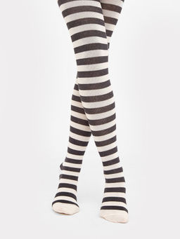 Цена за 3 пары! Колготки детские кремово-бежевые в графитовую полоску - Mark formelle фото 2
