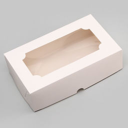 Цена за 4 шт. Коробка складная с окном под зефир, белый, 25×15×7 см