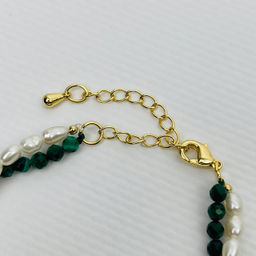 Браслет двойной из Малахита и Жемчуга 16 см +