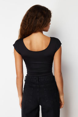 Siyah Fitted/Vucuda Oturan Kay?k Yaka Esnek C?tc?tl? Orme Body TWOSS24BD00029
