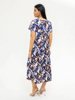 Платье женское, цвет синий бежевый