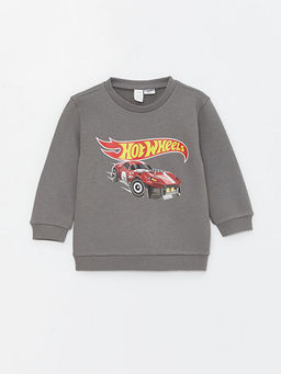 Bisiklet Yaka Hot Wheels Bask?l? Erkek Bebek Sweatshirt