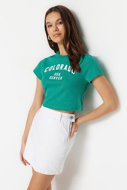 TRENDYOLMILLA Ac?k Mavi Y?rtmacl? Denim Sort Etek TWOSS23SR00091 фото 7