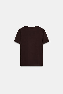 CAMISETA ESTAMPACI?N METALIZADA / Marr?n - Zara фото 8