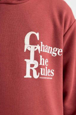 Толстовка с капюшоном и принтом для мальчика - Defacto фото 5