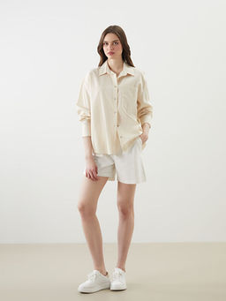 Oversize Keten Kar???ml? Kad?n G?mlek