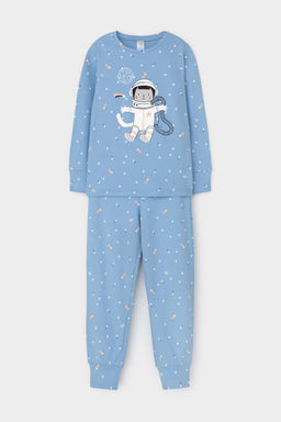 К 1621/голубой,космические просторы пижама д/дет яс