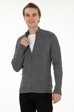 Мужской серый меланжевый трикотажный кардиган Неожиданная скидка в корзине - U.s. polo assn фото 8