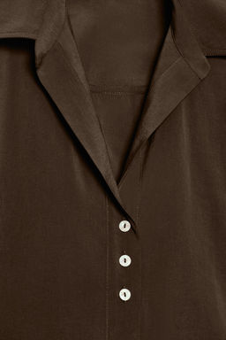 CAMISA FLUIDA MANGA CORTA / Marr?n chocolate - Zara фото 7