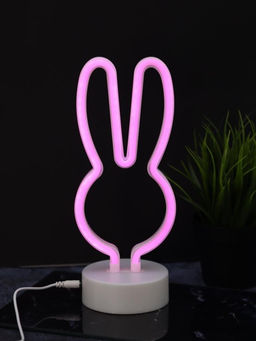 Неоновый LED ночник настольный "Bunny", розовое свечение (20,5х22 см)
