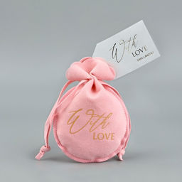 Цена за 5 шт. Мешочек подарочный замшевый С любовью, тиснение, 9 х 12 см +/- 1.5 см