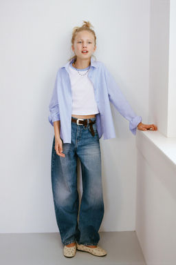 DENIM SHIRT WITH SCHIFFLI EMBROIDERY HEM - Zara фото 12