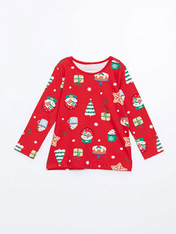 Bisiklet Yaka Bask?l? K?z ?ocuk Pijama Tak?m?