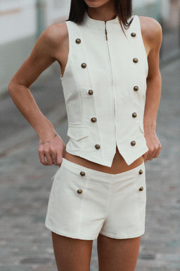 SHORTS MINI BOTONES / Blanco roto - Zara фото 2