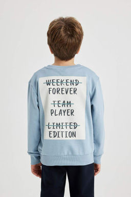 Толстовка с принтом для мальчиков с круглым вырезом на спине - Defacto фото 9