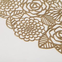 Набор салфеток сервировочных на стол Доляна Розы, 4 шт, d=38 см, цвет золотой  фото 5